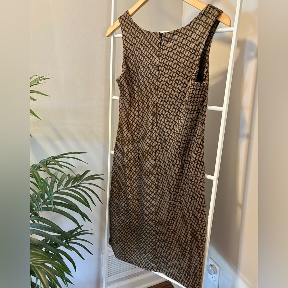 Vintage Vertigo Paris Black & Tan Geometric Midi Dress - Picture 5 of 8